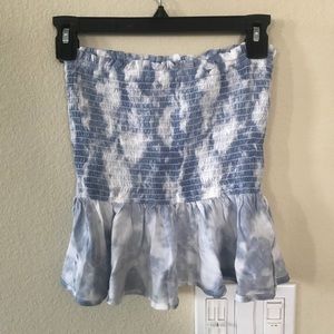 NWOT HOLLISTER STRAPLESS TIE DYE TOP RUFFLE CINCH